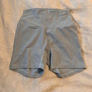 PARAGON Ribbed High-Waist Bike Shorts - Light Blue